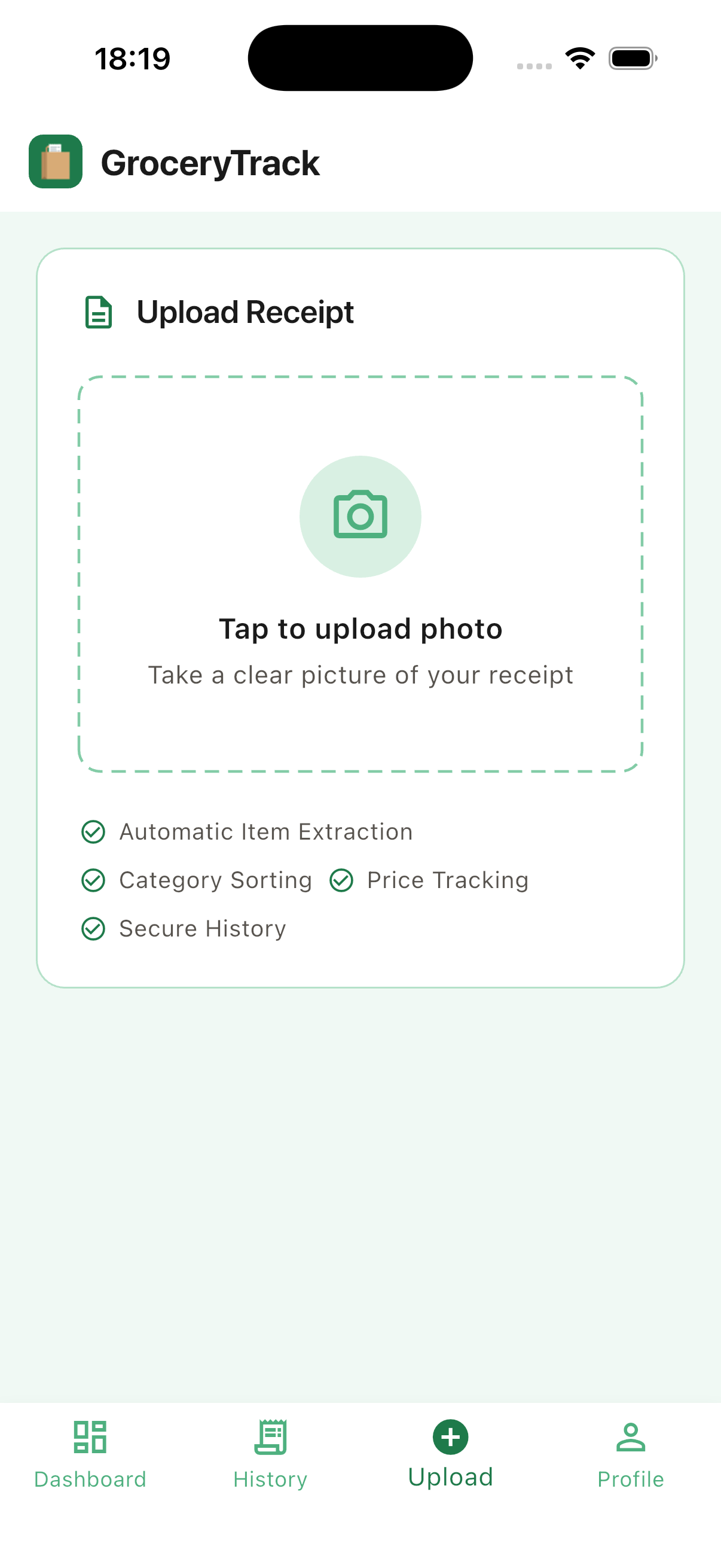 Scanning a paper receipt with the GroceryTrack iOS camera